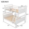 Twin over Full Bunk Bed with ladder, Safety Guardrail, Perfect for Bedroom, Gray