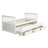 Captain's Bed Twin Daybed with Trundle Bed and Storage Drawers, White