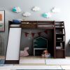 Twin Size Loft Bed with Storage and Slide