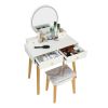 Bedroom Light Luxury Real Wood Dressing Table Simple Makeup Table With Lamp Three Color Adjustable XH