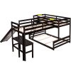 Twin over Full Bunk Bed with Twin Size Loft Bed with Desk and Slide,Full-Length Guardrail