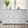 Gray Solid Wood 5 Pieces Full Bedroom Sets(bed+nightstand*2+chest+dresser