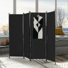 4-Panel Room Divider Folding Privacy Screen with Adjustable Foot Pads