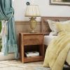 Wooden End Side Table Nightstand with Drawer Storage Shelf