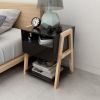 Modern Open Shelves Solid Wood Legs Nightstand