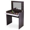 Vanity Make-up Dressing Table with Flip up Mirror Top Spacious Storage Vanity Table, Ebony and White XH