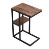 C Shaped Side Table Snack end Table with Storage Shelf Under The Sofa Overbed Table for Sofa Couch Living Room Bedroom & Small Spaces
