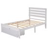 Twin Size Platform Bed with Drawer, Gray