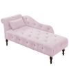 60.6" Velvet Chaise Lounge with Nailhead Trimmed and Buttons Tufted,Tufted Long Lounger with Solid Wood Legs and1 Pillow