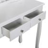 Vanity Table Set with Mirror and Cushioned Stool, Modern Makeup Dressing Table with 4 Drawers, White