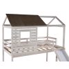 Twin Over Twin Bunk Bed with Two Storage Drawers and Slide, House-Shaped Wood Bunk Bed