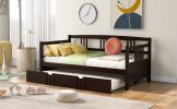 Twin Size Daybed Wood Bed with Twin Size Trundle