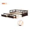 Wooden Daybed with Trundle Bed and Two Storage Drawers , Extendable Bed Daybed,Sofa Bed for Bedroom Living Room