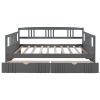 Full Size Daybed Wood Bed with Two Drawers