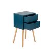 Set of 2 Wooden Modern Nightstand with 2 Drawers and 4 Solid Splayed Legs, Living Room Bedroom Furniture