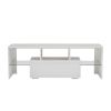 20 minutes quick assemble White morden TV Stand with LED Lights,high glossy front TV Cabinet,can be assembled in Lounge Room, Living Room or Bedroom,c