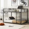 Full over Full Metal Bunk Bed, Low Bunk Bed with Ladder