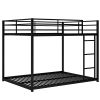 Full over Full Metal Bunk Bed, Low Bunk Bed with Ladder