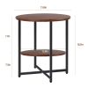 2 Tiers Wood Round Nightstand w/X Base Brown Modern Sofa Side Table for Bedroom