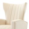 Velvet Accent Chair, Wingback Arm Chair with Gold Legs, Upholstered Single Sofa for Living Room Bedroom, White