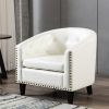 linen Fabric Tufted Barrel ChairTub Chair for Living Room Bedroom Club Chairs