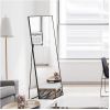 Full Length Mirror Floor Mirror Hanging Standing or Leaning, Bedroom Mirror Wall-Mounted Mirror with Black Aluminum Alloy Frame, 59" x 15.7"