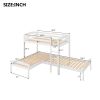 Twin over Twin over Twin Bed L-shaped Bunk Bed, Pine Wood Bed Frame