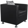 Cube Armchair Black Faux Leather