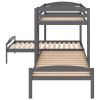 Twin over Twin over Twin Bed L-shaped Bunk Bed, Pine Wood Bed Frame