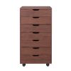 7-Drawer Chest, MDF Storage Dresser Cabinet with Wheels RT