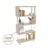 S-Shaped 5 Shelf Bookcase, Wooden Z Shaped 5-Tier Etagere Bookshelf Stand for Home Office Living Room Decor Books Display RT