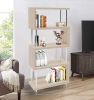 S-Shaped 5 Shelf Bookcase, Wooden Z Shaped 5-Tier Etagere Bookshelf Stand for Home Office Living Room Decor Books Display RT