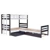 Twin Size L-Shaped Bunk Bed and Platform Bed with Trundle and Drawer(Expected Arrival Time:7.30)