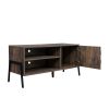 Mid-century modern TV cabinet wooden TV console media cabinet with storage space and brown home entertainment center for living room, bedroom and offi