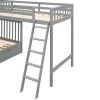 L-Shaped Twin over Full Bunk Bed and Twin Size Loft Bed with Two Storage Drawers