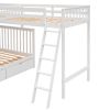 L-Shaped Twin over Full Bunk Bed and Twin Size Loft Bed with Two Storage Drawers