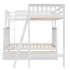 L-Shaped Twin over Full Bunk Bed and Twin Size Loft Bed with Two Storage Drawers