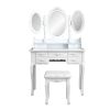 Foldable 3 Mirrors with 7 Drawers Dressing Table White RT