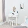 FCH Single Mirror 5 Drawer Dressing Table White RT