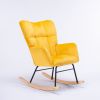 Modern Velvet Tufted Upholstered Rocking Chair Padded Seat for Living Room Bedroom