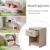 Wooden End Side Table Nightstand with Drawer Storage Shelf