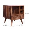 DunaWest Single Drawer Accent Nightstand with Open Compartments and Honeycomb Design, Brown