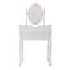 Vanity Table and Chair Set, Makeup Dressing Table with 360-degree-rotating Mirror and 4 Drawers, Thick Padded Stool