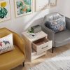 Wooden End Side Table Nightstand with Drawer Storage Shelf