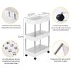 3-Tier Slide Out Storage Cart Rolling Utility Cart Storage Shelf Rack Mobile Storage Organizer Shelving for Office, Kitchen, Bedroom, Bathroom, Laundr