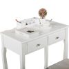 Vanity Table Set with Mirror and Cushioned Stool, Modern Makeup Dressing Table with 4 Drawers, White