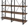 Home Office 5 Tier Bookshelf, Industrial Bookcase for Office with Metal Frame, X Design Etageres Storage Shelf