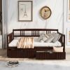 Full Size Daybed Wood Bed with Two Drawers