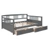 Full Size Daybed Wood Bed with Two Drawers