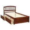 Twin Platform Storage Bed Wood Bed Frame with Two Drawers and Headboard